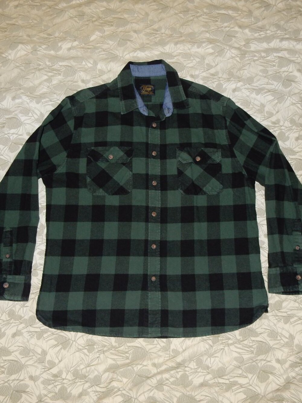 JACHS mens HERITAGE FLANNEL XL heavy green black plaid grunge work gorpcore EUC
